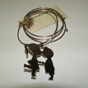 Handmade First Kiss Silhouette bangle bracelet  stack set