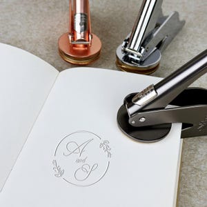 Custom Wedding Embosser/ Personalized Couples Wedding Embosser/ Wedding Invitation Embosser / Card Book Embossers/ Black Embossing Stamp