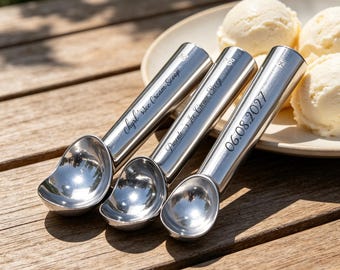Engraved Stainless Steel Ice Cream Scoop, Personalized Ice Cream Spoon, Homemade Dessert Serving Scooper, Summer Gift for Ice Cream Lovers