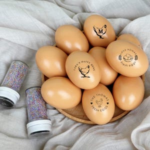Tampon personnalisé pour œufs de ferme, Tampon avec nom, Tampon personnalisé pour œufs de fleurs, Cadeaux pour poulaillers, Tampon pour œufs de poule, Tampon pour œufs
