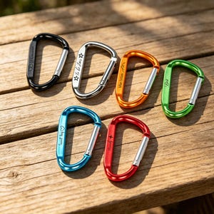 Personalized 2pcs Aluminum Carabiner, Multi-Color D-Shape Keychain Hook, Outdoor Gift for Hikers, Campers, Groomsmen & Adventure Lovers