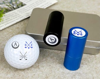 Custom Golf Ball Stamp Box, Personalized Golf Stamps Set, Metal Golf Ball Stamp, Ink Ball Stamp Set, Golfer Sport Gift, Fathers Day Gift