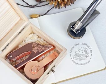 Custom Book Embosser with Gift Box/ Custom Book Embosser/ From the library of Book Stamp/ Personalized Stamp Embosser/ Card Embossing Stamp