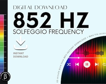 852Hz Solfeggio Frequency: Healing Pure Tone (MP3 + WAV Downloadable File)