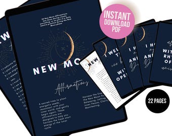 New Moon Affirmations: Printable Spiritual Quotes for Lunar Rituals (PDF Download