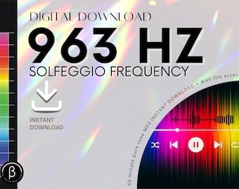 963Hz Solfeggio Frequency: Pure Tone Healing Audio (MP3 + WAV)