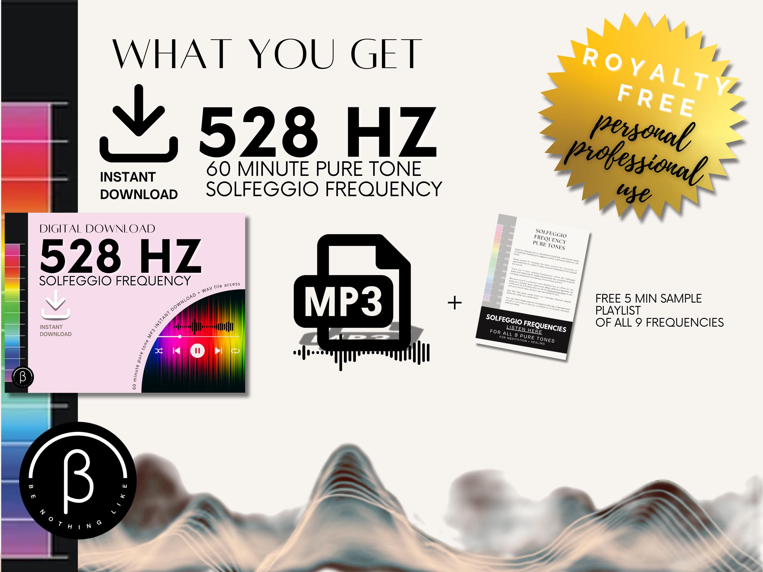 528hz Solfeggio Healing Frequency: 60 Minute Pure Tone (MP3 + WAV