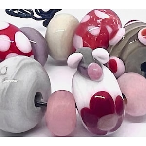 Murano Glass Mouse Lampwork Beads: Red & White Jewelry Making