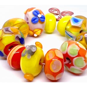 Murano Glass Lampwork Mouse Beads: Yellow Orange Jewelry Making