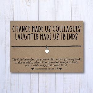 Colleague Friendship Gift For Co Worker, Laughter Made Us Friends, Wish Bracelet Secret Santa Christmas Gift, Work Buddy Charm Bracelets