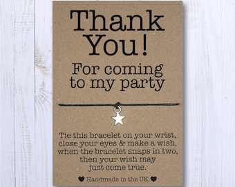 Vielen Dank für Ihr Kommen zu meiner Party Geschenk Wunsch Armband Mädchen Goodie Bag Füllstoffe Freunde Freundschaft Charme Hen Do, Verlobung Party Taschen Ideen