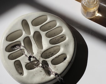 Handmade Concrete Ring Dish, Jewelry Organizer, Vanity Plate