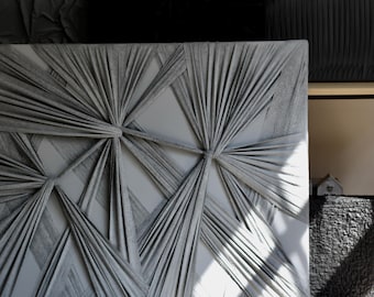 3D Geometric Fabric Wall Art: Textured Abstract Canvas Sculpture