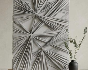 Textured Fabric Sculpture Wall Art, 3D Abstract Neutral Artwork, Scandinavian Boho Decor