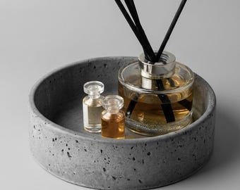 Handmade Geometric Concrete Tray, Modern Jewelry Dish, Minimalist Catchall Organizer