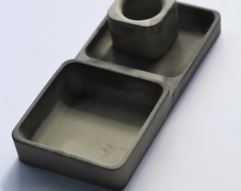 Concrete Bathroom Tray and Toothbrush Holder Set: Modern Minimalist Decor