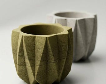 Geometric Concrete Planter, Modern Succulent Pot, Scandinavian Home Decor, Handmade Plant Pot