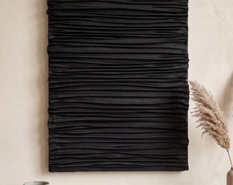 Textured Black Wall Sculpture, Abstract Plaster Art, Modern Organic Decor