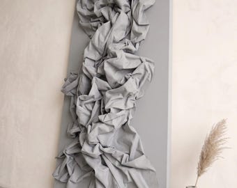 Handmade Sculptural Fabric Wall Art, Textured Canvas Statement Piece