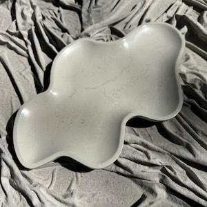 Cloud Concrete Tray: Marble Finish Jewelry & Palo Santo Organizer