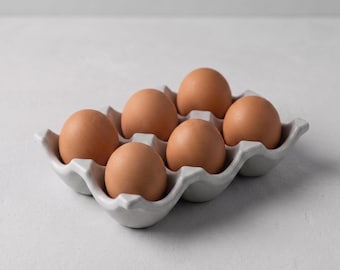 Hand-Poured Concrete Egg Holder, Modern Farmhouse Kitchen Organizer