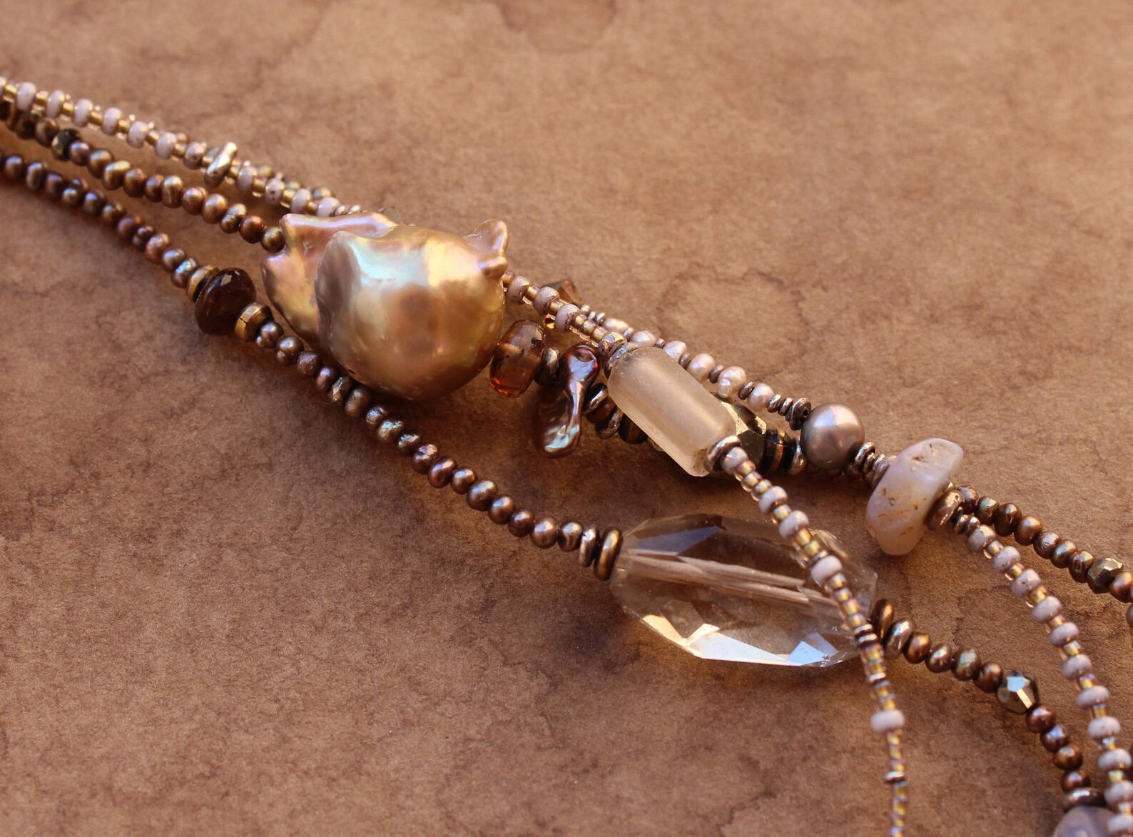 Extra Long Beaded Necklace Pair Desert Luxe Light Neutrals Etsy