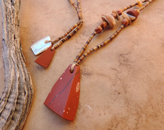 Stone Ground Argillite Pipestone Pendant Necklace With Abalone and ...