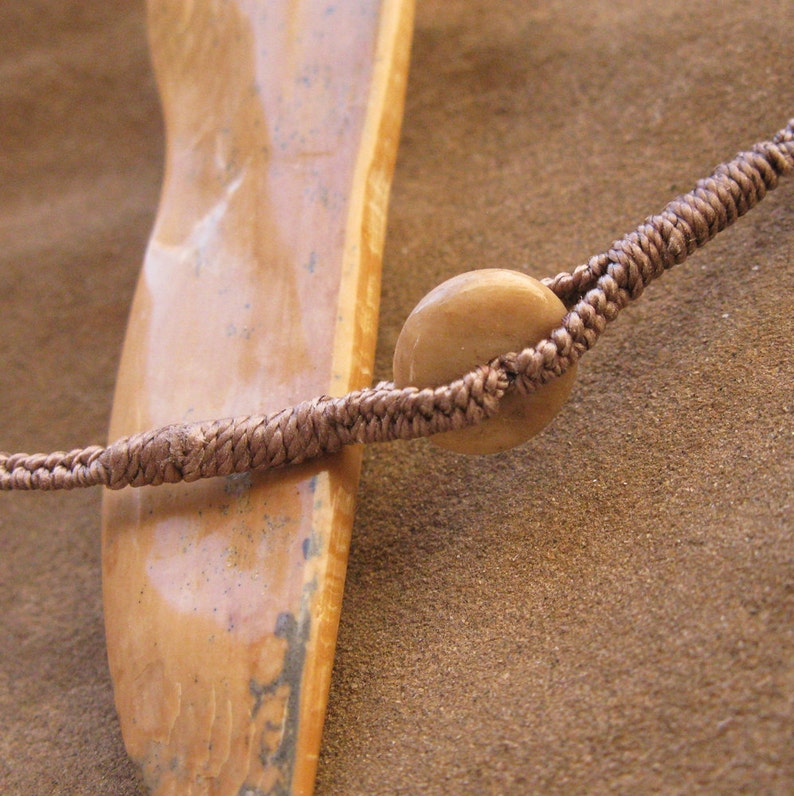 Hand Polished Mastodon Ivory Pendant with Basha Bead and image 4
