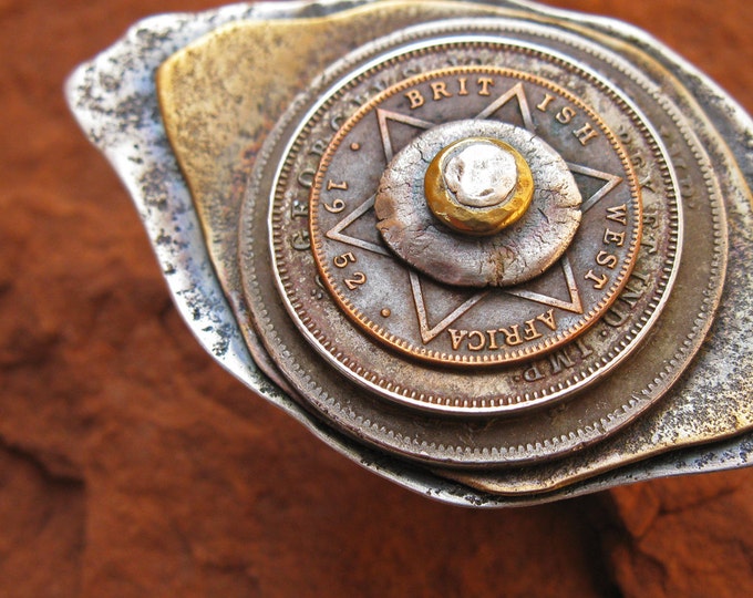 Stacked and Riveted Eye Ring With 3 Vintage Coins Sterling Etsy