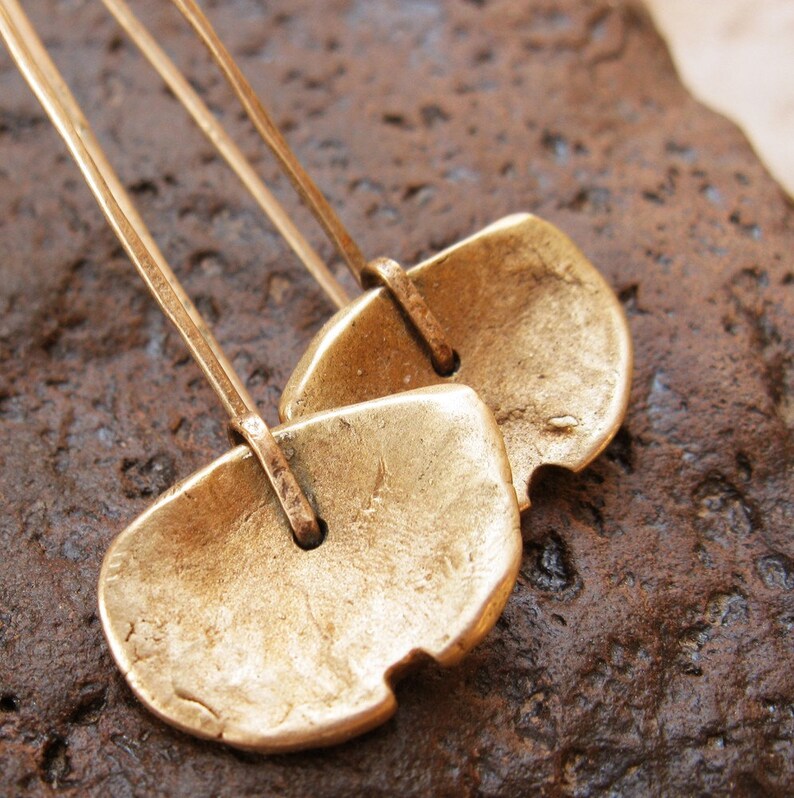 Sculptural Abstract Bronze Drop Earrings Etsy