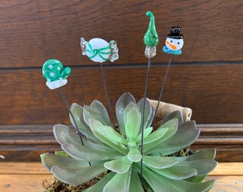 Lamp worked glass green Christmas plant sticks