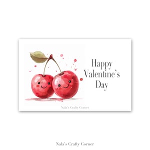 Digital Happy Valentine’s Day Greetings Card, Cherries, Downloadable Card, AI Assisted Design-01