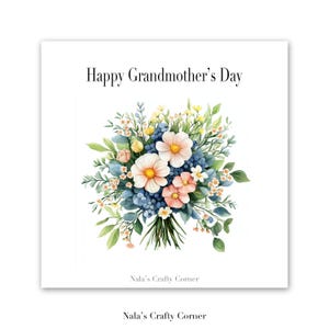 Biglietto di auguri digitale per la festa della nonna, bouquet, nonna, nonna, nonna, nonna, nonna, divertente, scaricabile, design assistito dall'intelligenza artificiale-304