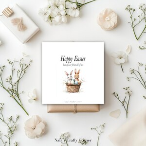 Digital Happy Easter Greetings Card Easter Bunnies Easter Wishes Spring Blank Card Easter Gift Email Downloadable Card AI Assisted Design-04