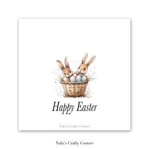 Digital Happy Easter Greetings Card Easter Bunnies Easter Wishes Spring Blank Card Easter Gift Email Downloadable Card AI Assisted Design-01