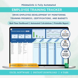 Employee Training Tracker Excel Spreadsheet Certification Tracker Template HR Dashboard Training Plan Workforce Development Planning Matrix