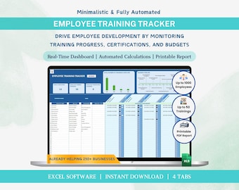Employee Training Tracker Excel Spreadsheet Certification Tracker Template HR Dashboard Training Plan Workforce Development Planning Matrix