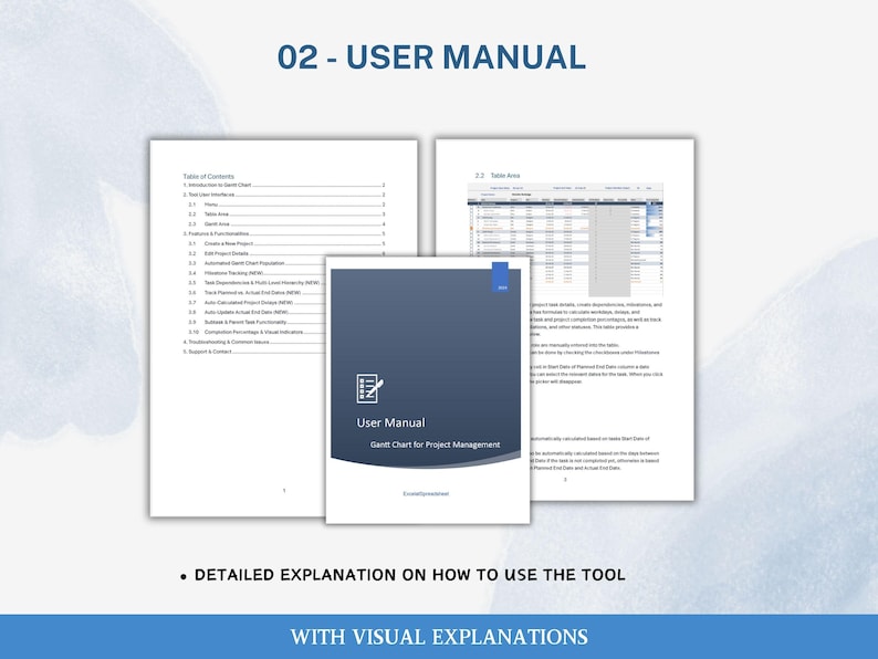 Gantt Chart for Project Management Tool User Manual Detailed Description