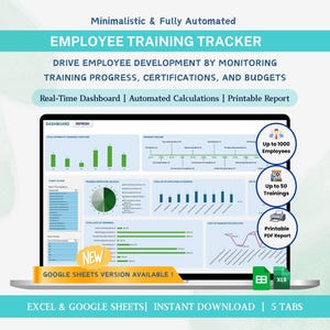 Employee Training Tracker Excel & Google Sheets Certification Tracker Template HR Dashboard Workforce Development Planning Matrix
