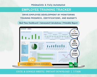 Employee Training Tracker Excel & Google Sheets Certification Tracker Template HR Dashboard Workforce Development Planning Matrix