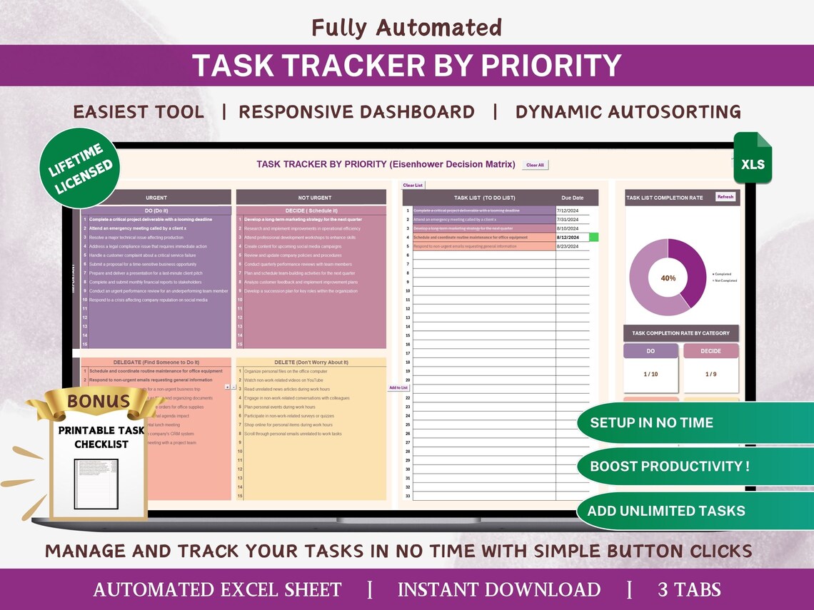 Task Tracker Excel Template by Priority Based Task Management Template ...