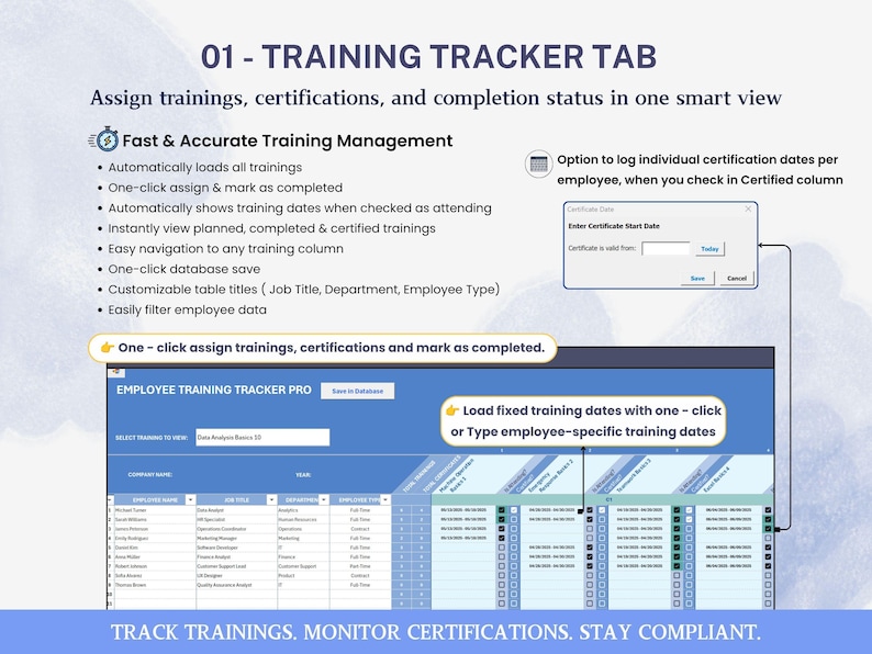 Employee Training Tracker Dashboard Ultimate Planner Excel Template ...