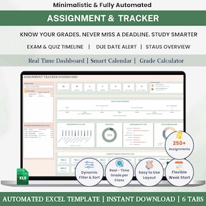Assignment Tracker Excel Academic Diary Google Sheets Dissertation Planner Spreadsheet