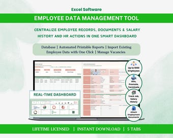 Employee Database HR Spreadsheet Excel Dashboard Template Staff Directory Software with Reporting