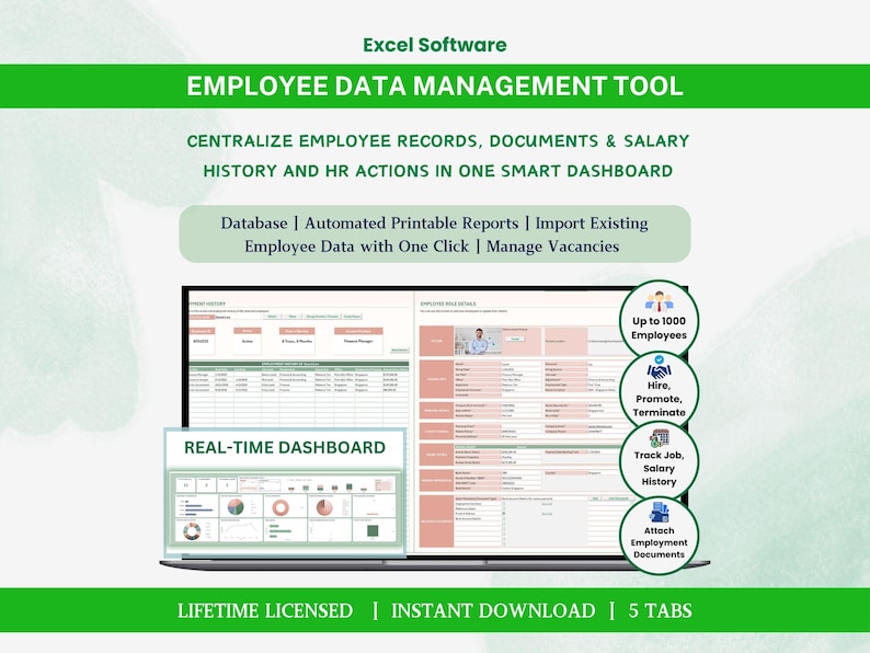 Employee Database Employee Data Management Excel Template HR Templates