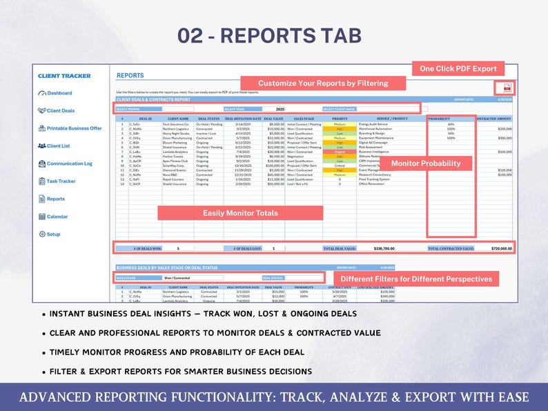Follow Up Tracking Matrix Client Tracker Template | Lead Tracker Excel Spreadsheet | CRM for ...