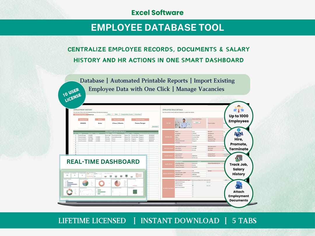 Employee Database HR Management Human Resource HR Templates Excel ...