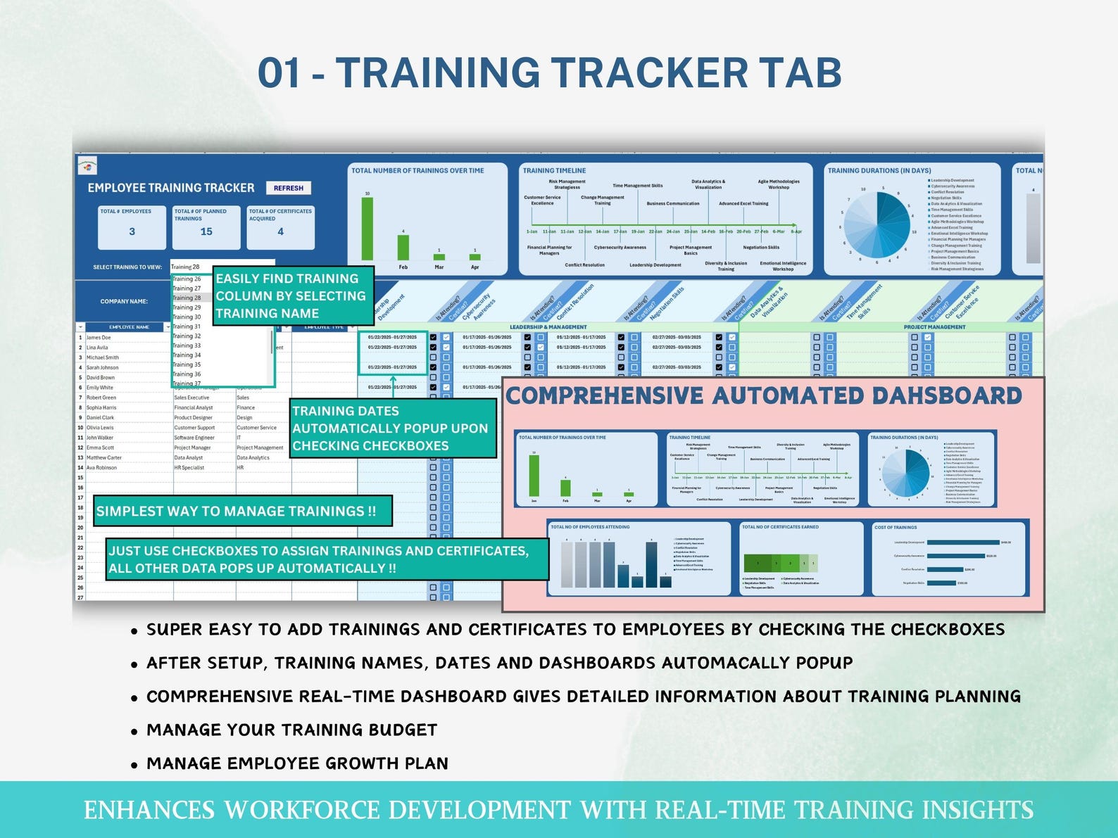 Employee Training Tracker Excel Spreadsheet Certification Tracker ...