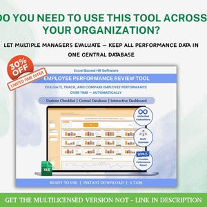 Employee Performance Review Template Human Resource HR Excel Dashboard Employee Review Customizable Checklist Staff Evaluation Report image 11
