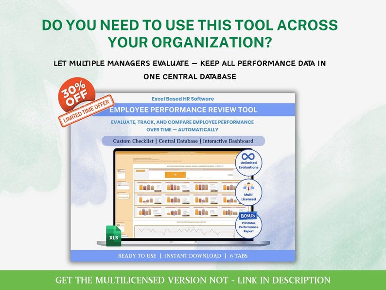 Employee Performance Review Template Human Resource HR Excel Dashboard Employee Review Customizable Checklist Staff Evaluation Report image 11